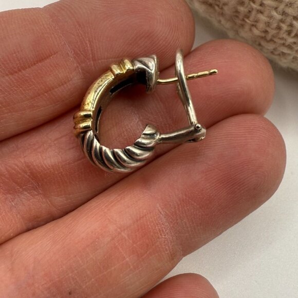 David Yurman Diamond, Gold & Silver Earrings - Picture 8 of 8